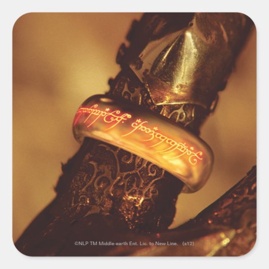 EIN RING, UM SIE ALLE ZU REGELN™ QUADRATISCHER AUFKLEBER (Vorderseite)