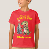 Ein Roarsome Weihnachten, ein lustiges Dinasaur Ts T-Shirt (Vorderseite)