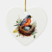 Ein Robin erscheint, wenn die Geliebten nahe sind Keramik Ornament (Hinten)