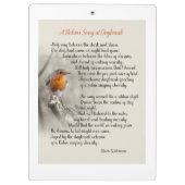 Ein Robin's Song am Daybreak - Gedicht von N. Wate Klemmbrett (Rückseite)