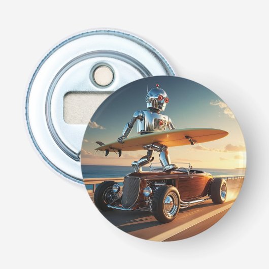 Ein Roboter, ein Surfbrett und ein Oldtimer Flaschenöffner (Vorderseite)