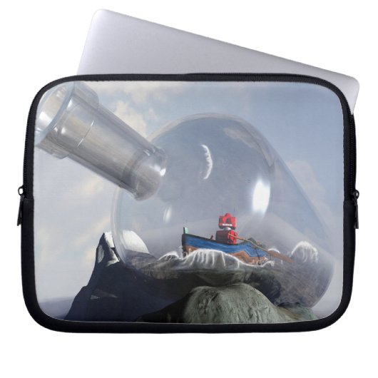 Ein Roboter in einer Flasche Elektronik Laptopschutzhülle (Vorderseite)