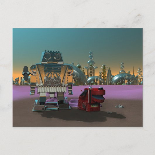 Ein Roboter und seine Hundepostkarte Postkarte (Vorderseite)
