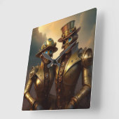 Ein robotisches Steampunkoppel in Liebe Quadratische Wanduhr (Winkel)