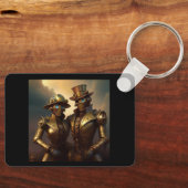 Ein robotisches Steampunkoppel in Liebe Schlüsselanhänger (Vorderseite)