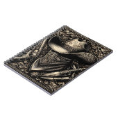 Ein robuster Cowboy in einem verwitterten Hut, mit Notizblock (Linke Seite)