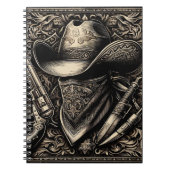 Ein robuster Cowboy in einem verwitterten Hut, mit Notizblock (Vorderseite)