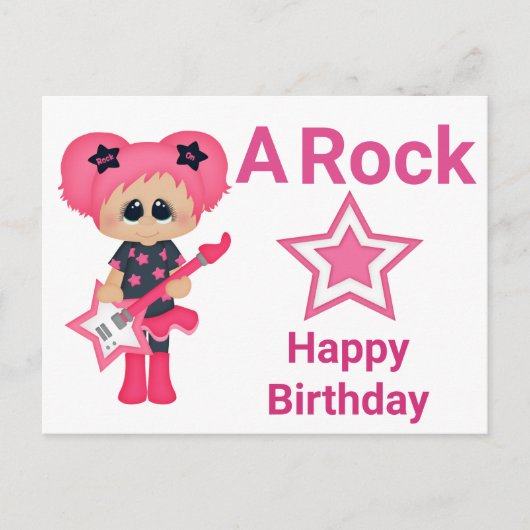 Ein Rock Star Happy Birthday Postkarte (Vorderseite)