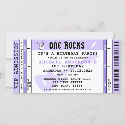 EIN ROCKKONZERT-TICKET FÜR DEN 1. GEBURTSTAG (Vorderseite)