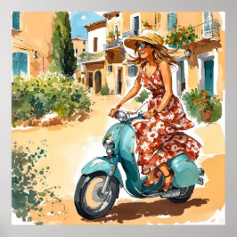 Ein Roller in Sardinien Print fahren Poster