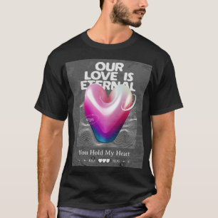 "Ein romantisches 3D-Cartoon-Paar, das eine Herzfo T-Shirt