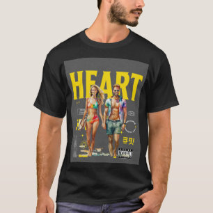"Ein romantisches 3D-Cartoon-Paar, das eine Herzfo T-Shirt