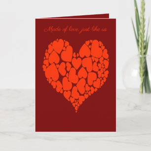 Ein romantisches Design in Monochrom Rot mit Herze Karte