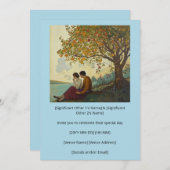 Ein romantisches Paar unter einer bunten Baumeinla Einladung (Vorne/Hinten)