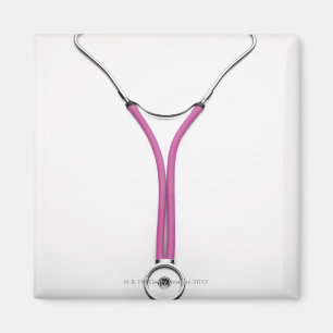 Ein Rosa behandelt das Stethoskop, welches das Magnet