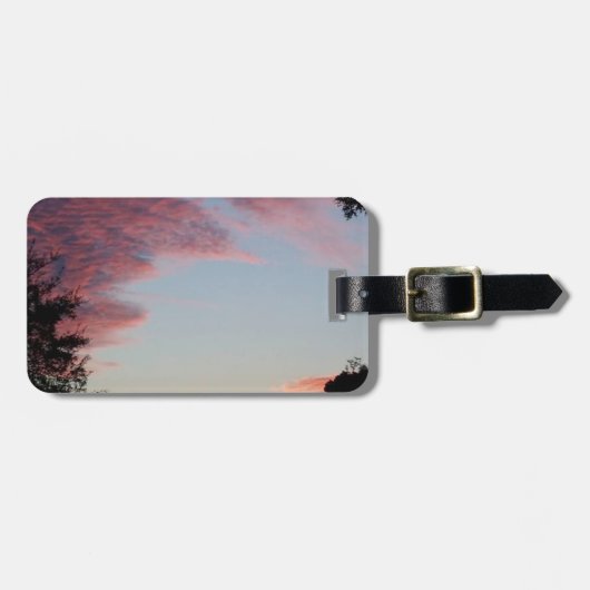 ein rosa, blauer und lila Sonnenaufgang Gepäckanhänger (Vorderseite horizontal)