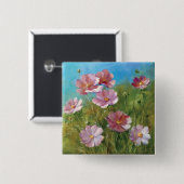 Ein rosa Blumengarten Button (Vorne & Hinten)