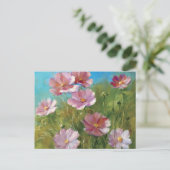 Ein rosa Blumengarten Postkarte (Stehend Vorderseite)