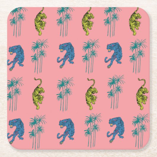 Ein rosa Dschungel-Untersetzer Rechteckiger Pappuntersetzer (Vorderseite)