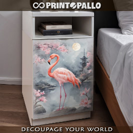 Ein rosa Flamingo in einem japanischen See Seidenpapier