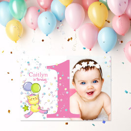 Ein rosa Foto zum Geburtstag drehen Einladung