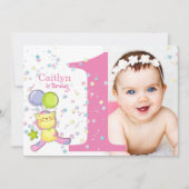 Ein rosa Foto zum Geburtstag drehen Einladung (Vorderseite)