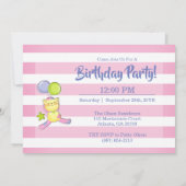 Ein rosa Foto zum Geburtstag drehen Einladung (Rückseite)