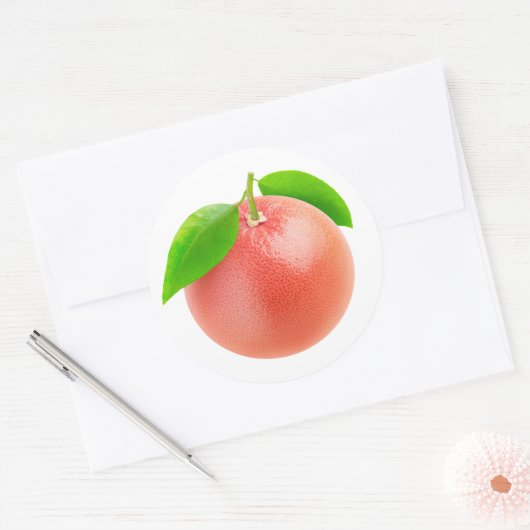 Ein rosa Grapefruit Runder Aufkleber (Umschlag)