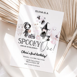 Ein rosa halloween Einladung 1. Geburtstag