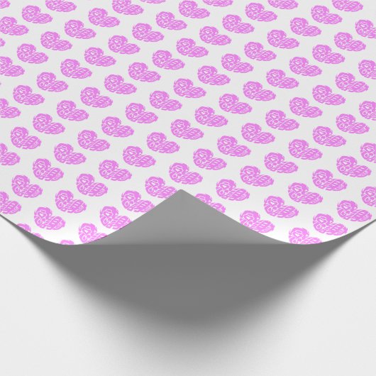 Ein rosa Herz geformt danke so viel im Kanji Geschenkpapier (Ecke)