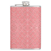 ein rosa Hintergrund mit einem Muster in der Mitte Flachmann (Vorderseite)