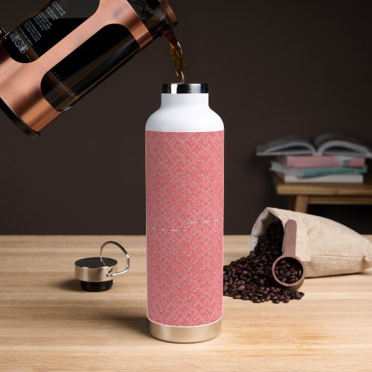ein rosa Hintergrund mit einem Muster in der Mitte Trinkflasche (Kaffee)