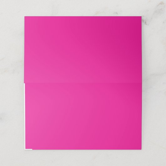 ein rosa Hintergrund mit Platzkarte (Außenseite Aufgefaltet)