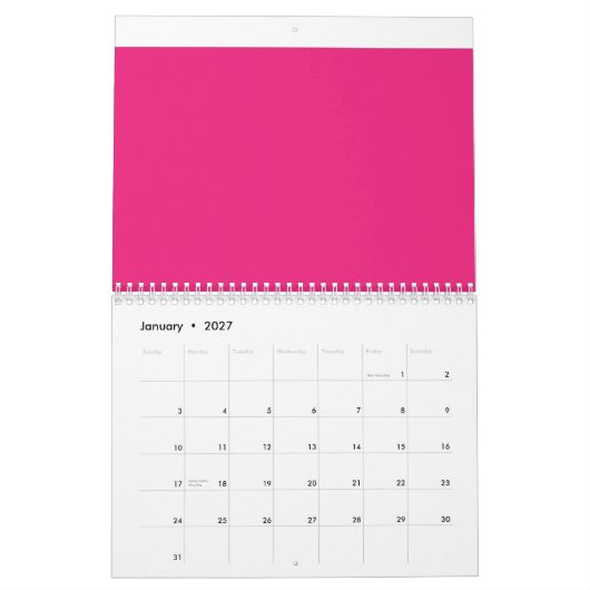 ein rosa Hintergrund mit schwarzem Rand Kalender (Jan 2027)