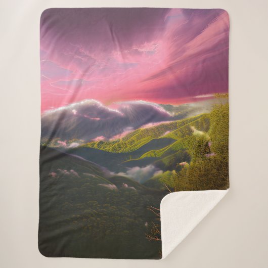 Ein rosa leuchtender Sonnenaufgang Sherpadecke (Vorderseite)