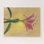 Ein rosa Lily Acrylic Malergold Hintergrund Puzzle (Horizontal)