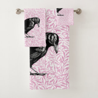 Ein rosa oder schwarz rosa rotes oder rotes Hallow Badhandtuch Set