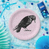 Ein rosa oder schwarz rosa rotes oder rotes Hallow Pappteller (Party)