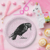 Ein rosa oder schwarz rosa rotes oder rotes Hallow Pappteller (Party)