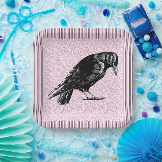 Ein rosa oder schwarz rosa rotes oder rotes Hallow Pappteller (Party)