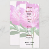 Ein rosa Peony Wedding Menü Menükarte (Vorne/Hinten)