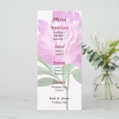 Ein rosa Peony Wedding Menü Menükarte (Stehend Vorderseite)
