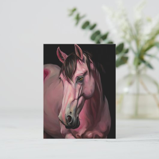Ein rosa Pferd Postkarte (Stehend Vorderseite)