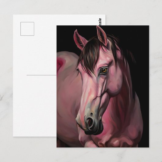 Ein rosa Pferd Postkarte (Vorne/Hinten)