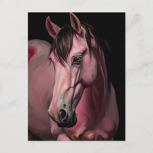 Ein rosa Pferd Postkarte (Vorderseite)