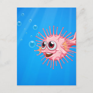 Ein rosa Puffer im Ozean Postkarte