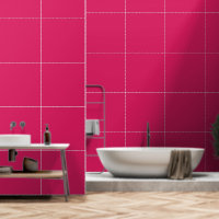 Ein rosa Quadrat mit einer knusprigen, weißen Kant