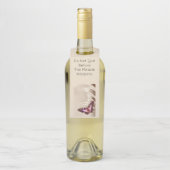 Ein rosa Schmetterling auf cremefarbenem Satin-Hin Flaschenanhänger (Auf Flasche)