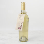 Ein rosa Schmetterling auf cremefarbenem Satin-Hin Flaschenanhänger (Angewinkelt)