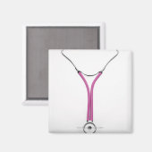 Ein rosa Stethoskop mit dem Symbol Magnet (Vorderseite/Rückseite)
